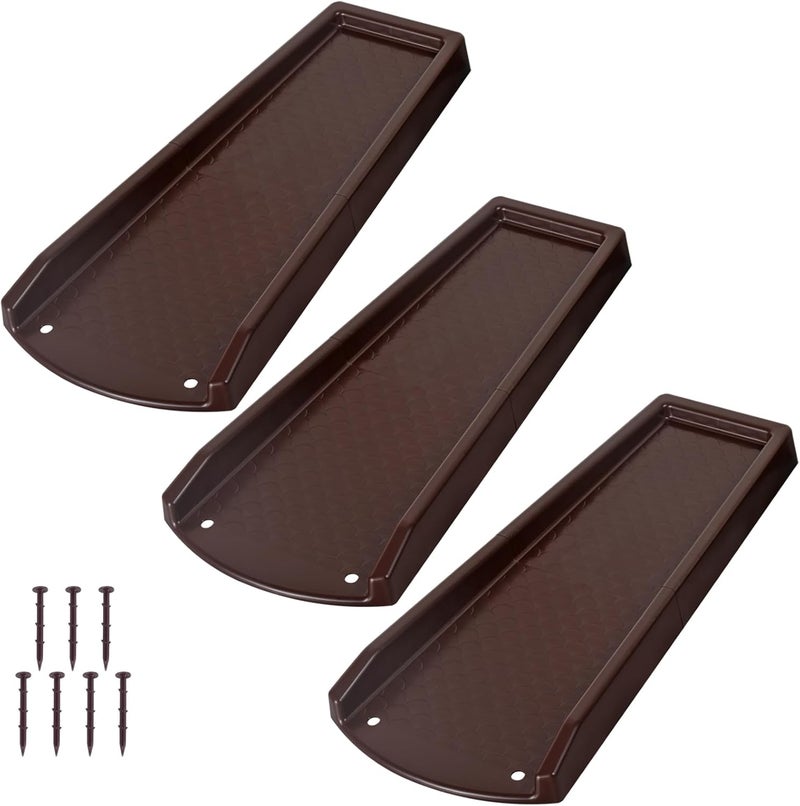 plusgutter Rain Gutter Downspout Splash Block, Gutter Downspout Extensions for Water Drainage, 24" Gutter Splash Guards Downspout Extender, Fixable Down spout Drain Trays with PE Nails(3 Pack, Brown) - Image 1